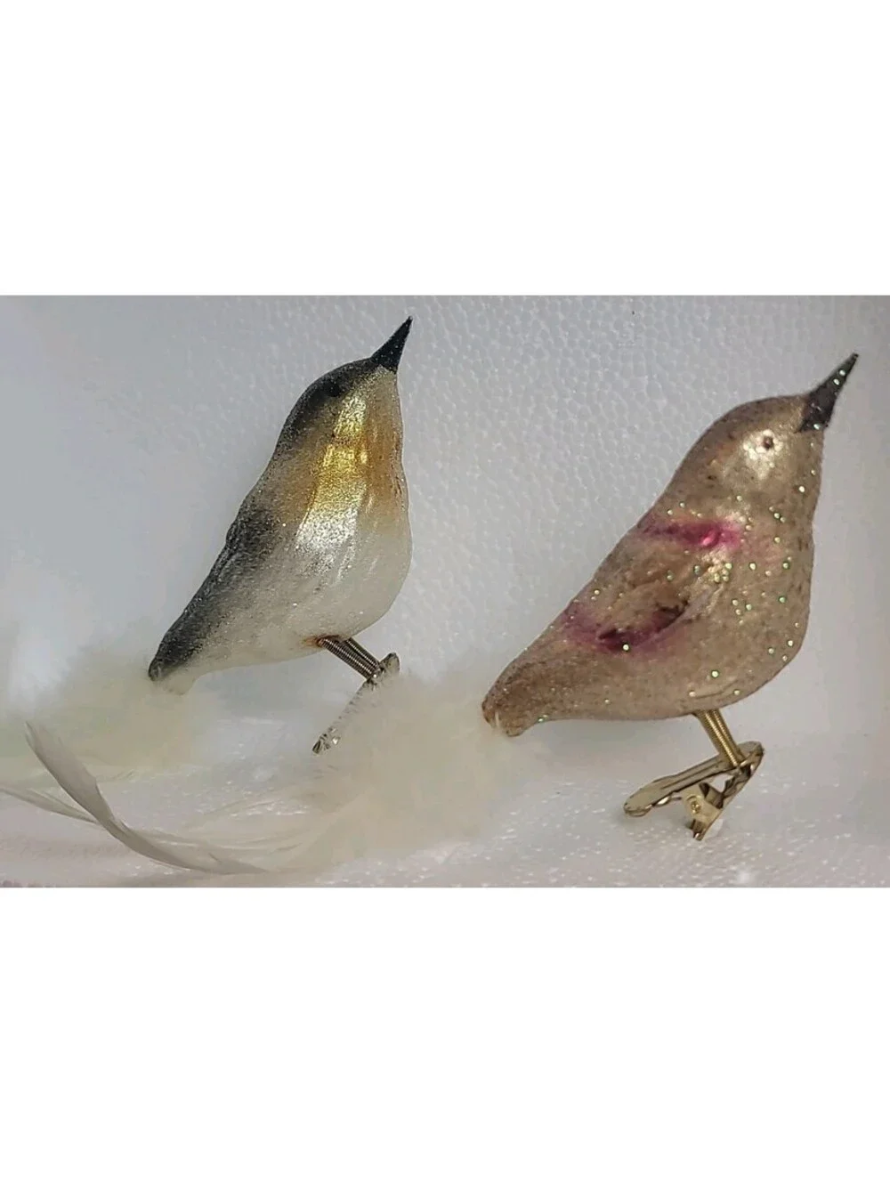 Vintage Mercury Hand Blown Glass Clip On Bird Christmas Ornaments Made In Poland